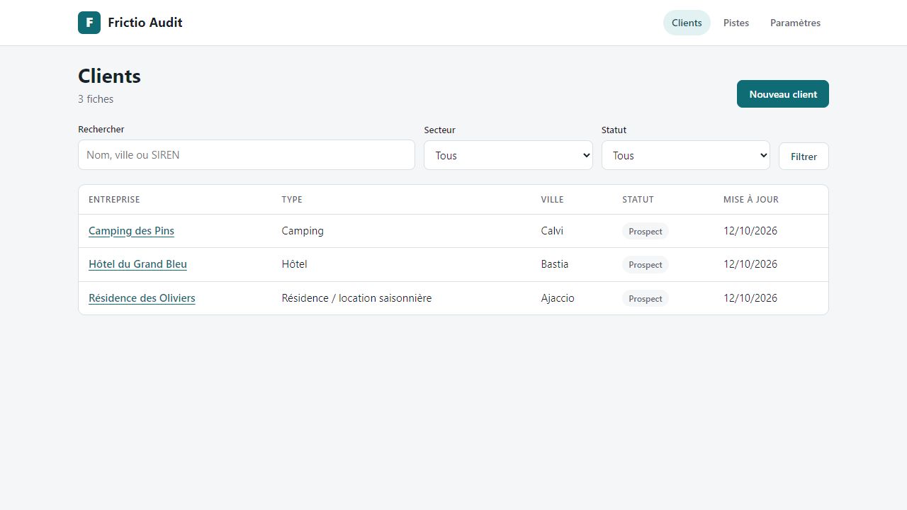 Frictio Audit — de l’entretien client au devis d’automatisation